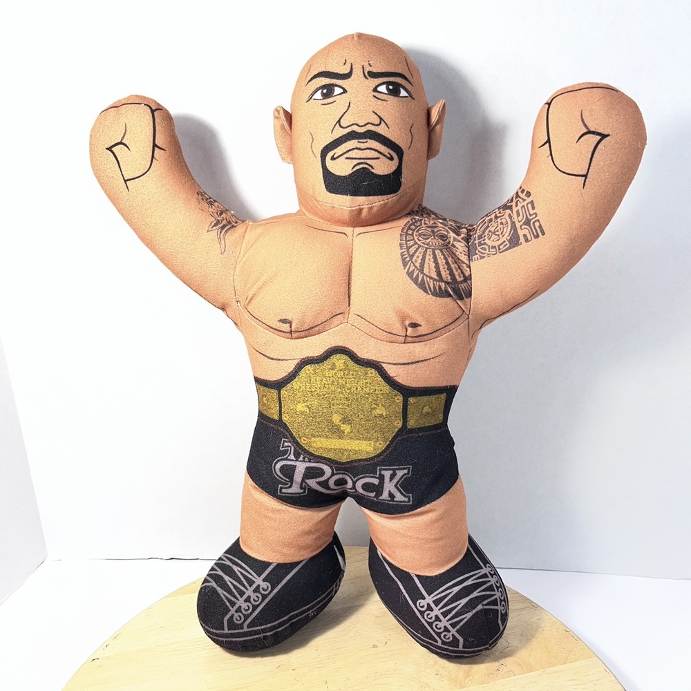 The Rock WWE 16" Brawlin Buddies Mattel Plush Wrestling Toy 2012 Dwayne Johnson